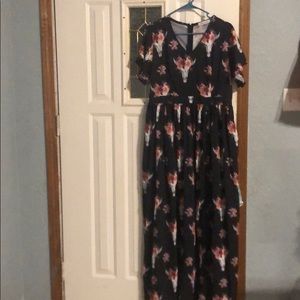 Boho bull skull maxi dress